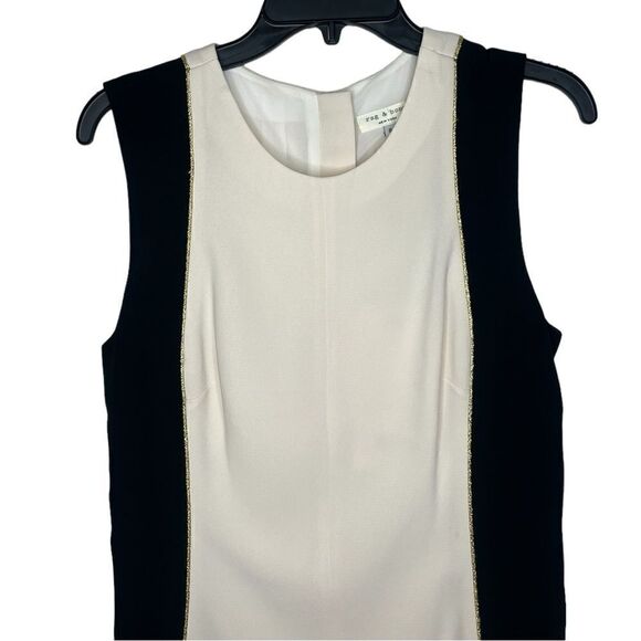 Rag & Bone Ivory/Black Colorblock Metallic Trim Dupont Sheath Dress Size 8 - Picture 5 of 12